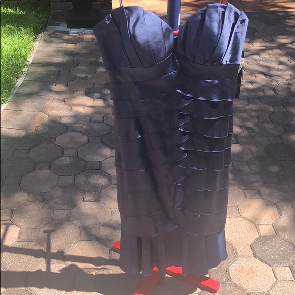 Aiden Mattox Navy Blue Silk Ruffled Dress!! - Picture 4 of 8